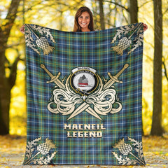 MacNeil of Barra Ancient Tartan Gold Courage Symbol Blanket