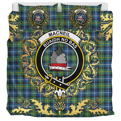 MacNeil of Barra Ancient Tartan Crest Bedding Set - Golden Thistle Style