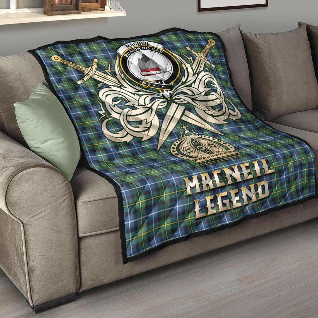 MacNeil of Barra Ancient Tartan Crest Legend Gold Royal Premium Quilt