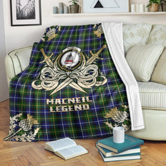 MacNeil of Barra Modern Tartan Gold Courage Symbol Blanket