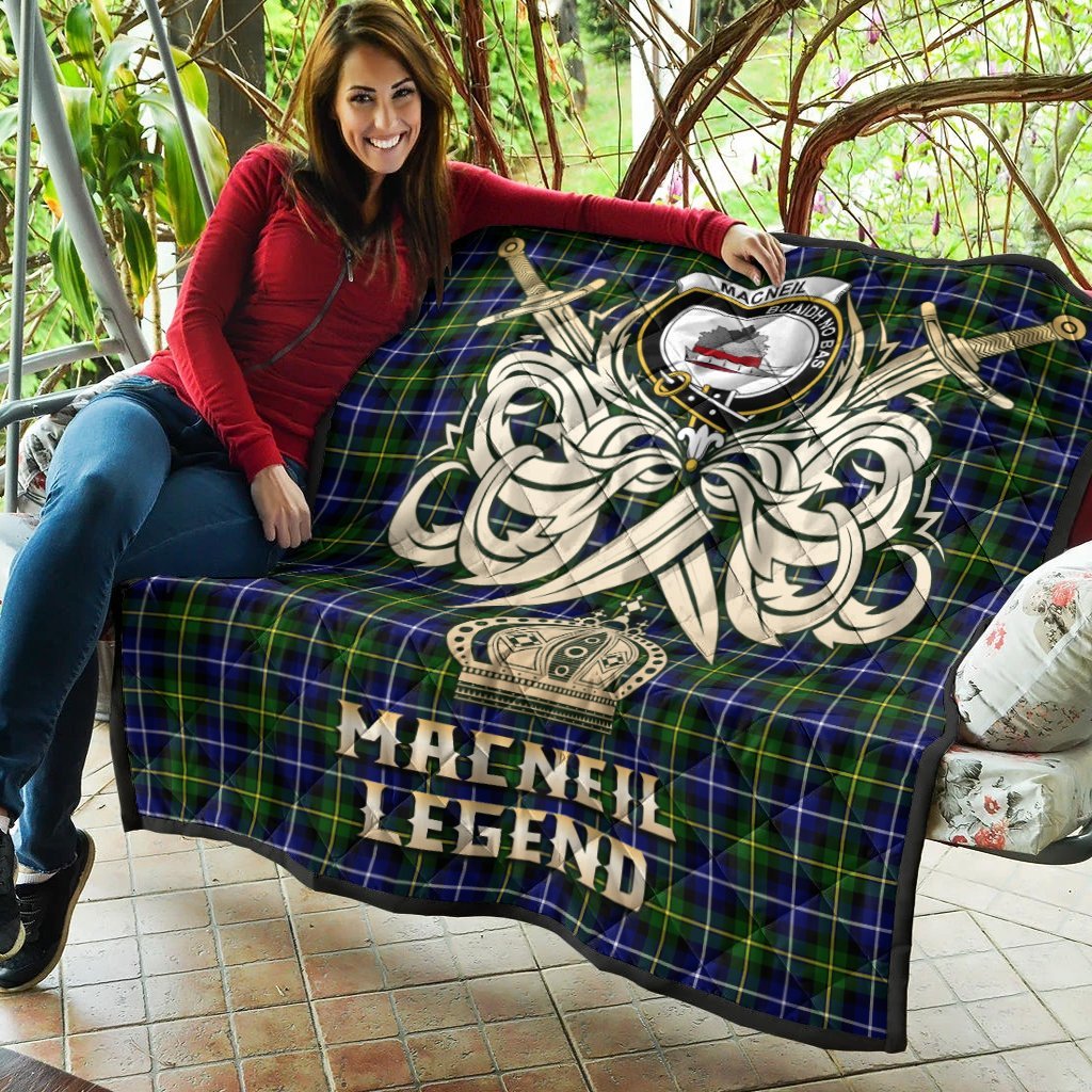 MacNeil of Barra Modern Tartan Crest Legend Gold Royal Premium Quilt