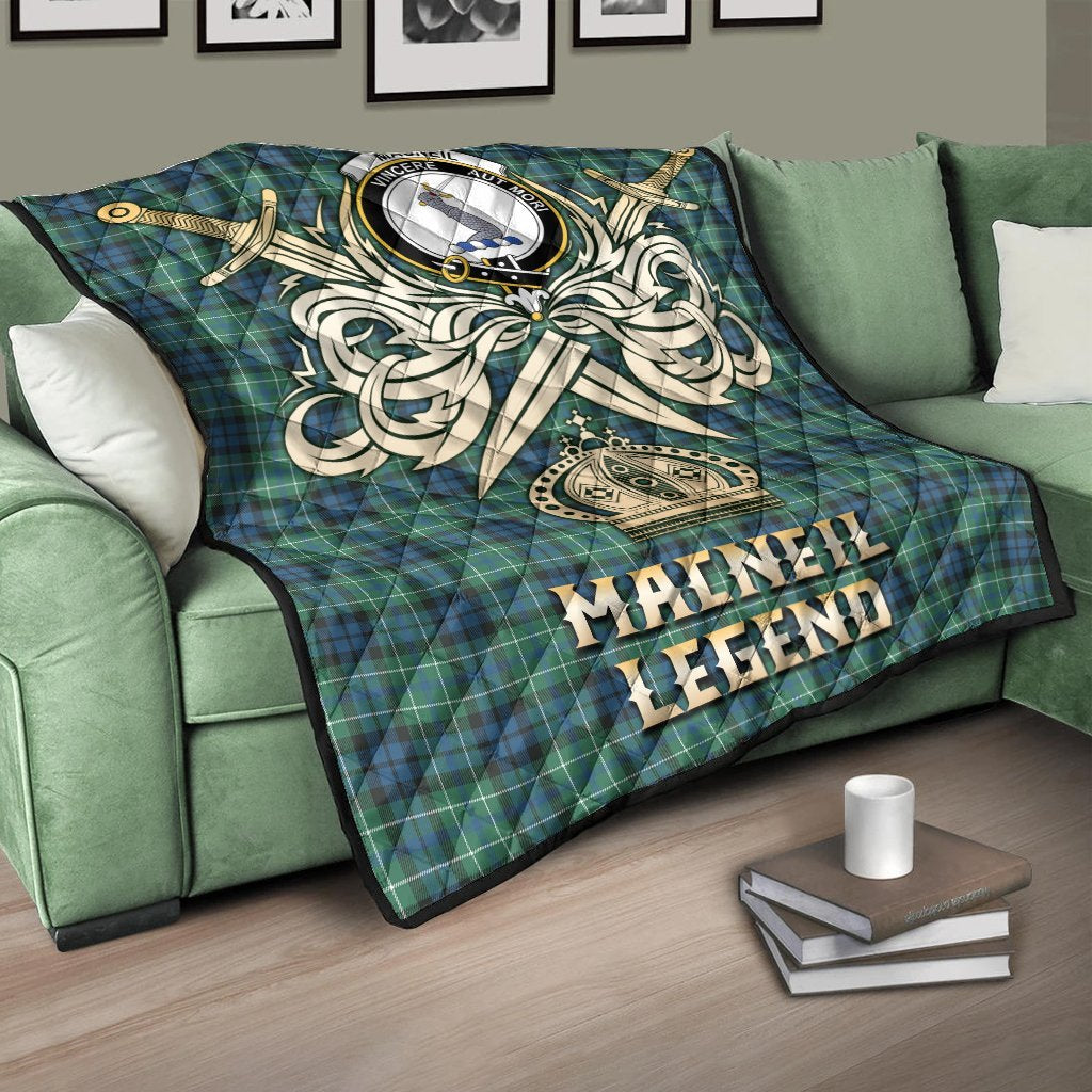 MacNeil of Colonsay Ancient Tartan Crest Legend Gold Royal Premium Quilt