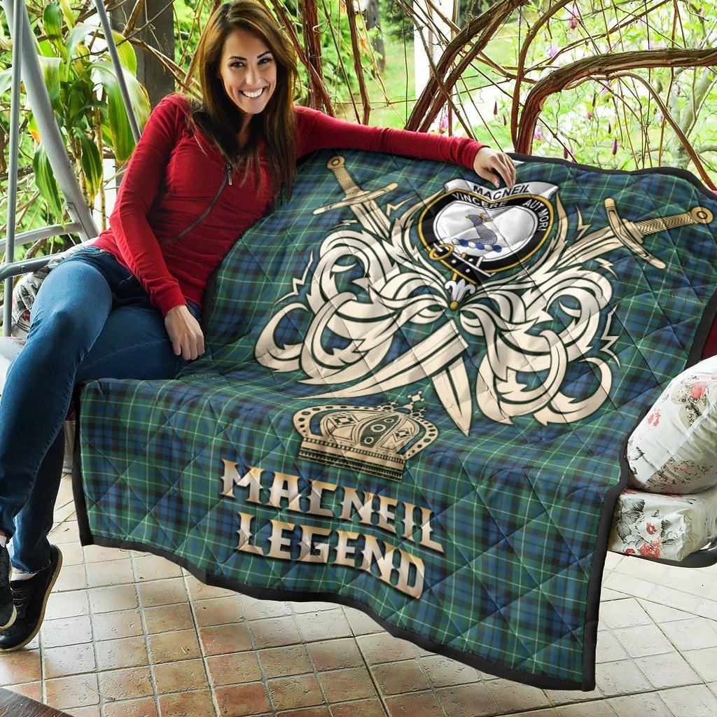 MacNeil of Colonsay Ancient Tartan Crest Legend Gold Royal Premium Quilt