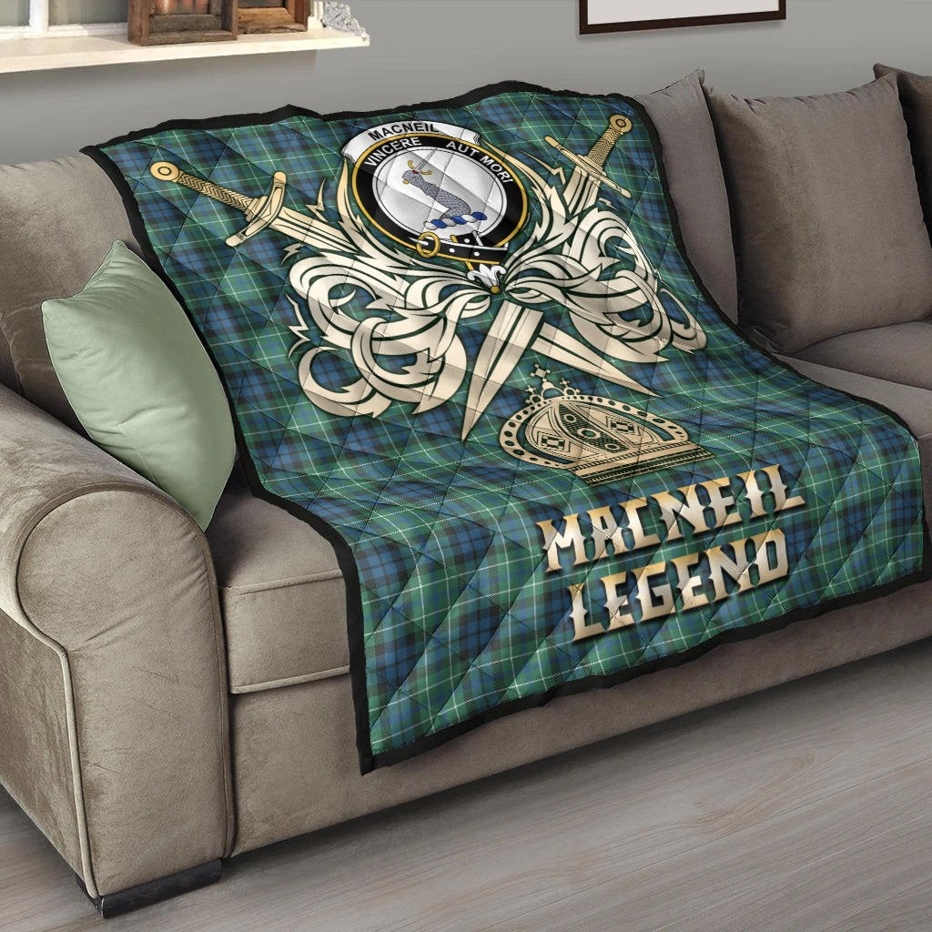 MacNeil of Colonsay Ancient Tartan Crest Legend Gold Royal Premium Quilt