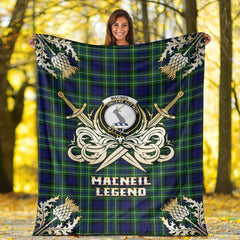 MacNeil of Colonsay Modern Tartan Gold Courage Symbol Blanket