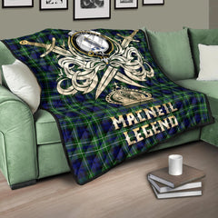 MacNeil of Colonsay Modern Tartan Crest Legend Gold Royal Premium Quilt