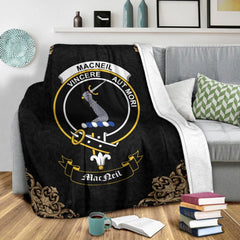 MacNeil (of Colonsay) Crest Tartan Premium Blanket Black