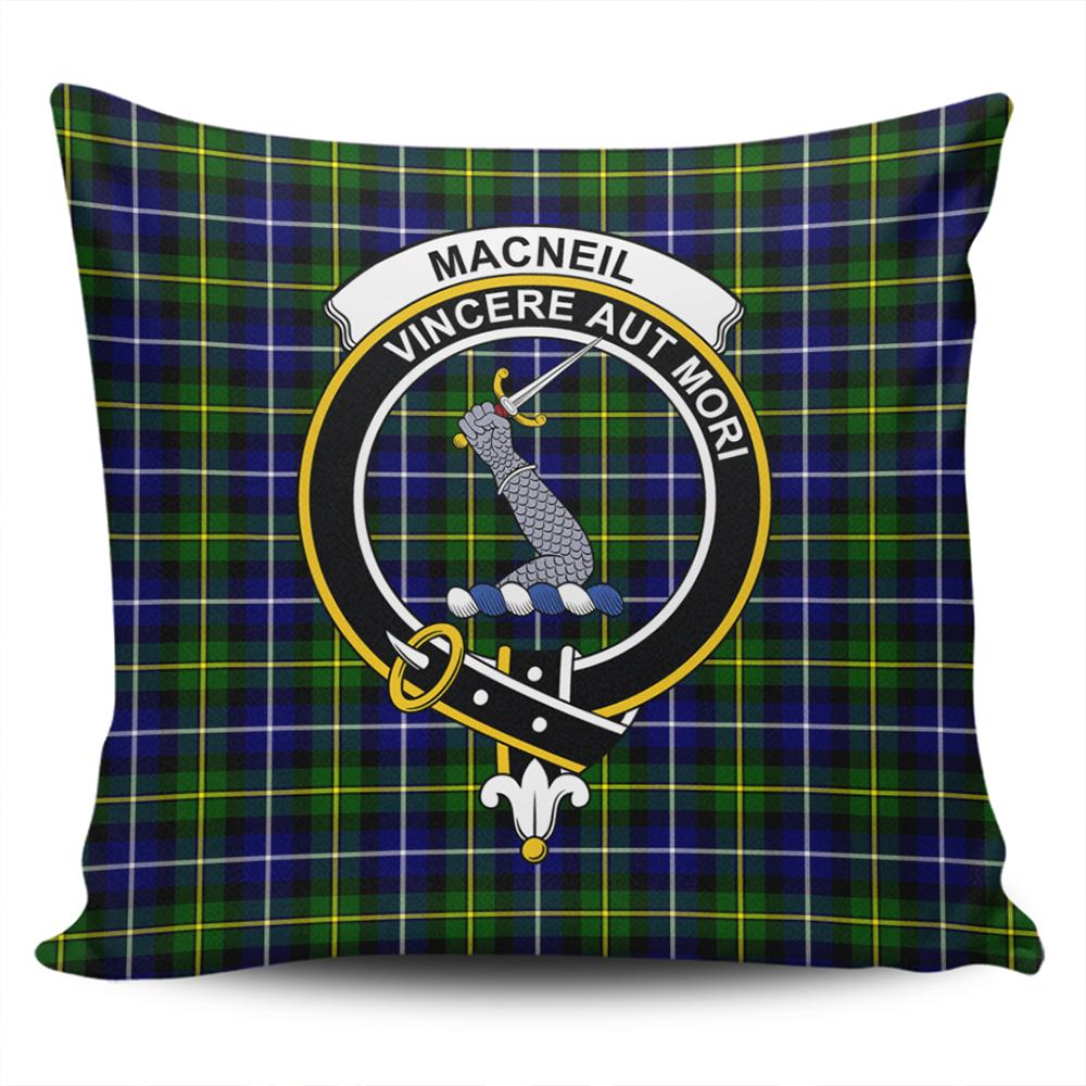 Scottish MacNeill of Barra Modern Tartan Crest Pillow Cover - Tartan Cushion Cover