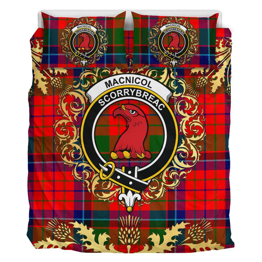 MacNicol of Scorrybreac Tartan Crest Bedding Set - Golden Thistle Style