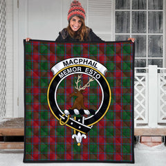 MacPhail Blue Bands Tartan Crest Quilt