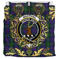 MacPhail Hunting 02 Tartan Crest Bedding Set - Golden Thistle Style