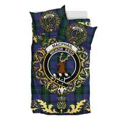 MacPhail Hunting Tartan Crest Bedding Set - Golden Thistle Style