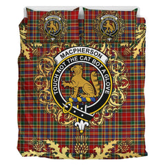MacPherson 3 Tartan Crest Bedding Set - Golden Thistle Style