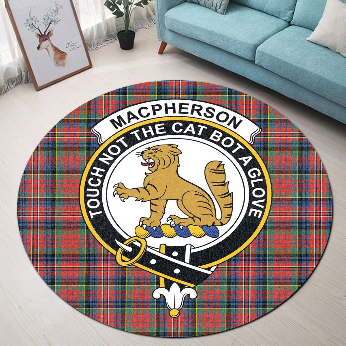 MacPherson Ancient Tartan Crest Round Rug