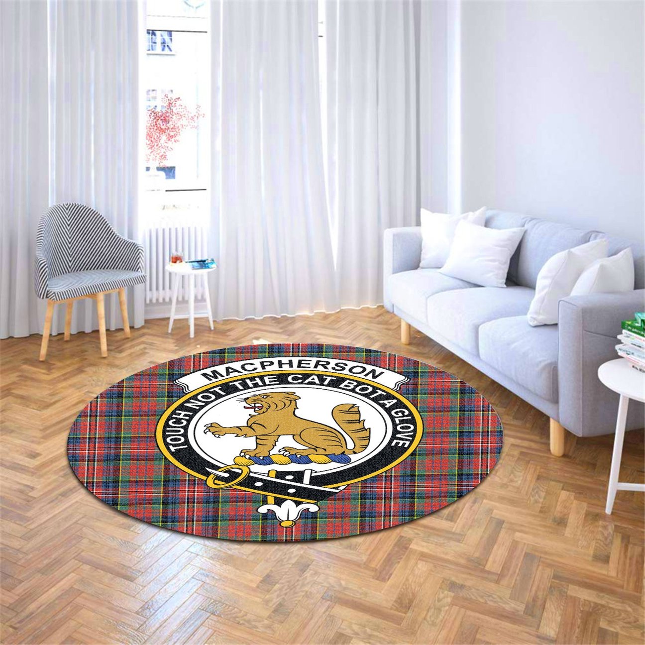 MacPherson Ancient Tartan Crest Round Rug