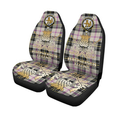 MacPherson Dress Ancient Tartan Crest Car Seat Cover - Gold Thistle Courage Symbol Style