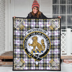 MacPherson Dress Modern Tartan Crest Premium Quilt - Gold Thistle Style