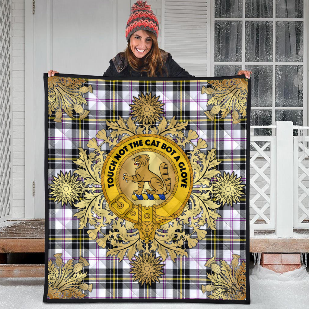 MacPherson Dress Modern Tartan Crest Premium Quilt - Gold Thistle Style