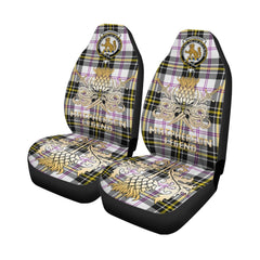 MacPherson Dress Modern Tartan Crest Car Seat Cover - Gold Thistle Courage Symbol Style