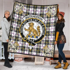 MacPherson Dress Modern Tartan Crest Premium Quilt - Gold Thistle Style