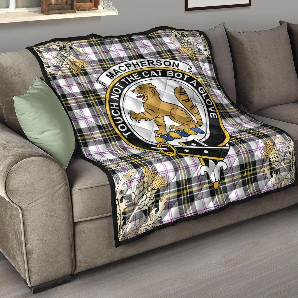 MacPherson Dress Modern Tartan Crest Premium Quilt - Gold Thistle Style