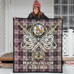MacPherson Hunting Ancient Tartan Crest Legend Gold Royal Premium Quilt