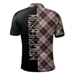 MacPherson Hunting Ancient Tartan Polo Shirt Half of Me - Cross Style