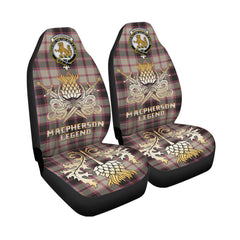 MacPherson Hunting Ancient Tartan Crest Car Seat Cover - Gold Thistle Courage Symbol Style