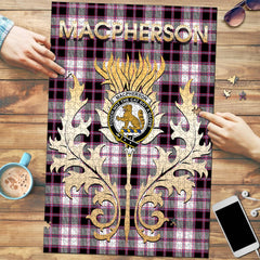 MacPherson Hunting Modern Tartan Crest Thistle Jigsaw Puzzles