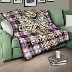 MacPherson Hunting Modern Tartan Crest Legend Gold Royal Premium Quilt