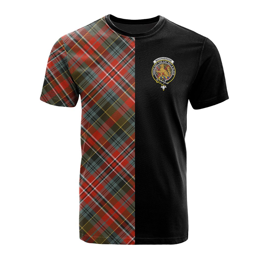 MacPherson Weathered Tartan T-Shirt Half of Me - Cross Style