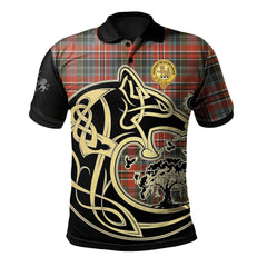 MacPherson Weathered Tartan Polo Shirt Viking Wolf