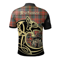 MacPherson Weathered Tartan Polo Shirt Viking Wolf