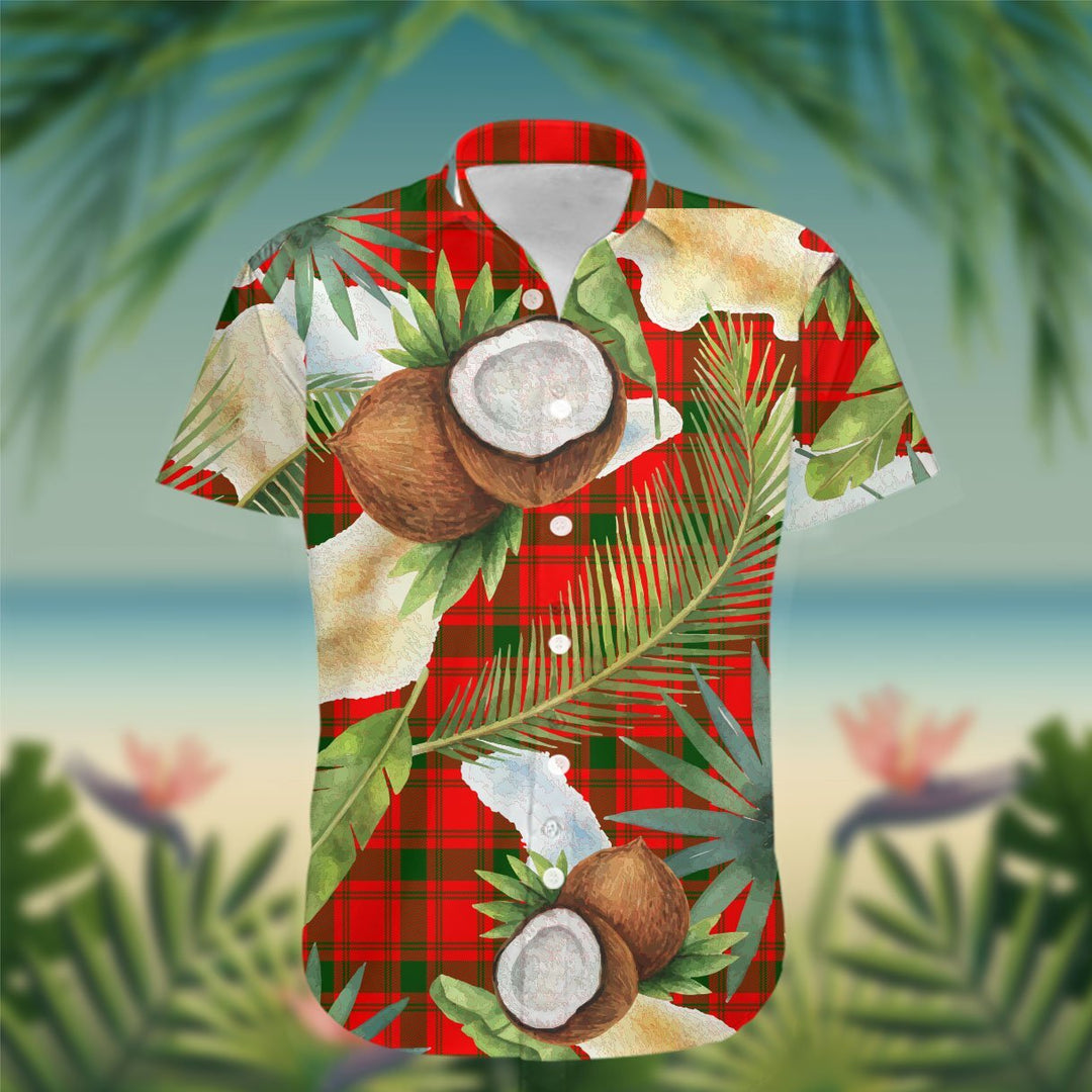 MacQuarrie Tartan Hawaiian Shirt Hibiscus, Coconut, Parrot, Pineapple - Tropical Garden Shirt