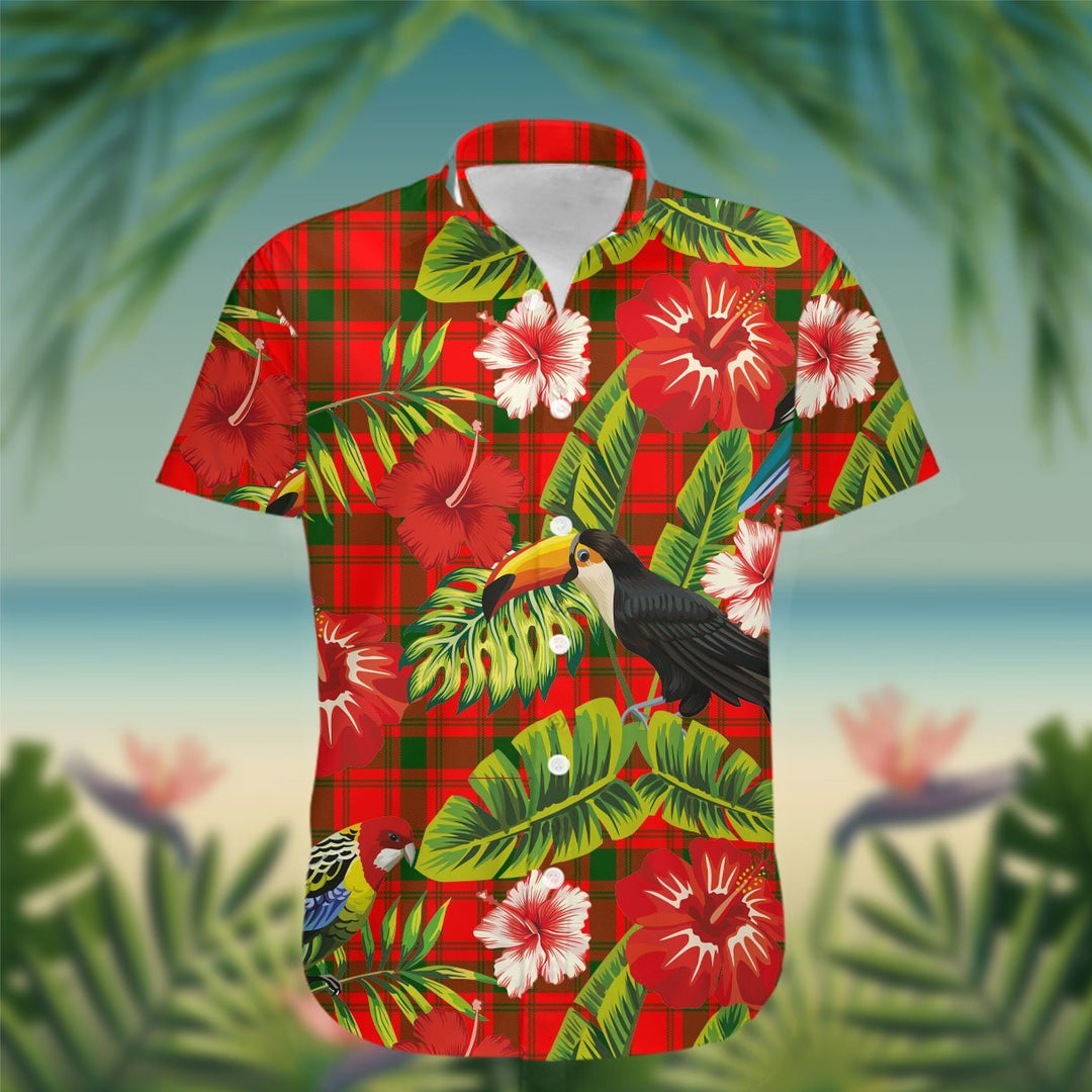 MacQuarrie Tartan Hawaiian Shirt Hibiscus, Coconut, Parrot, Pineapple - Tropical Garden Shirt