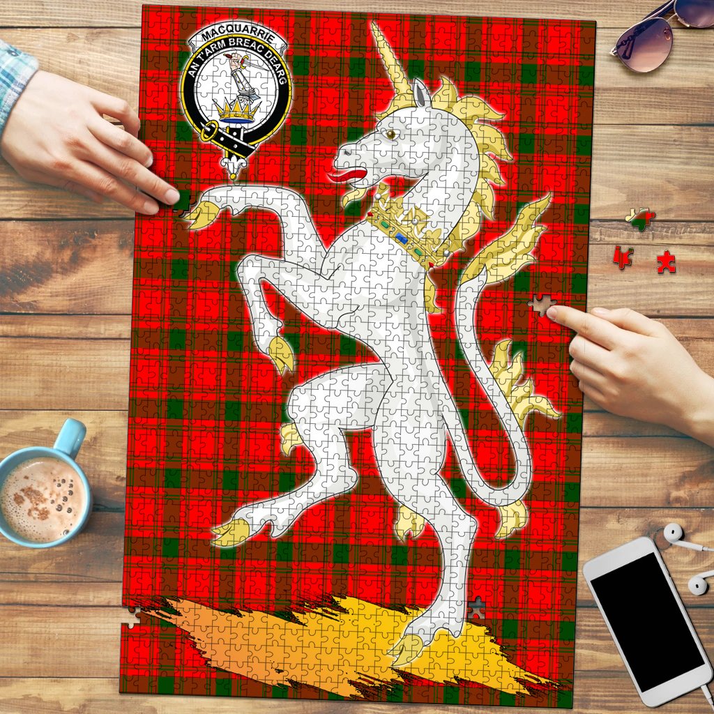 MacQuarrie Modern Tartan Crest Unicorn Scotland Jigsaw Puzzles