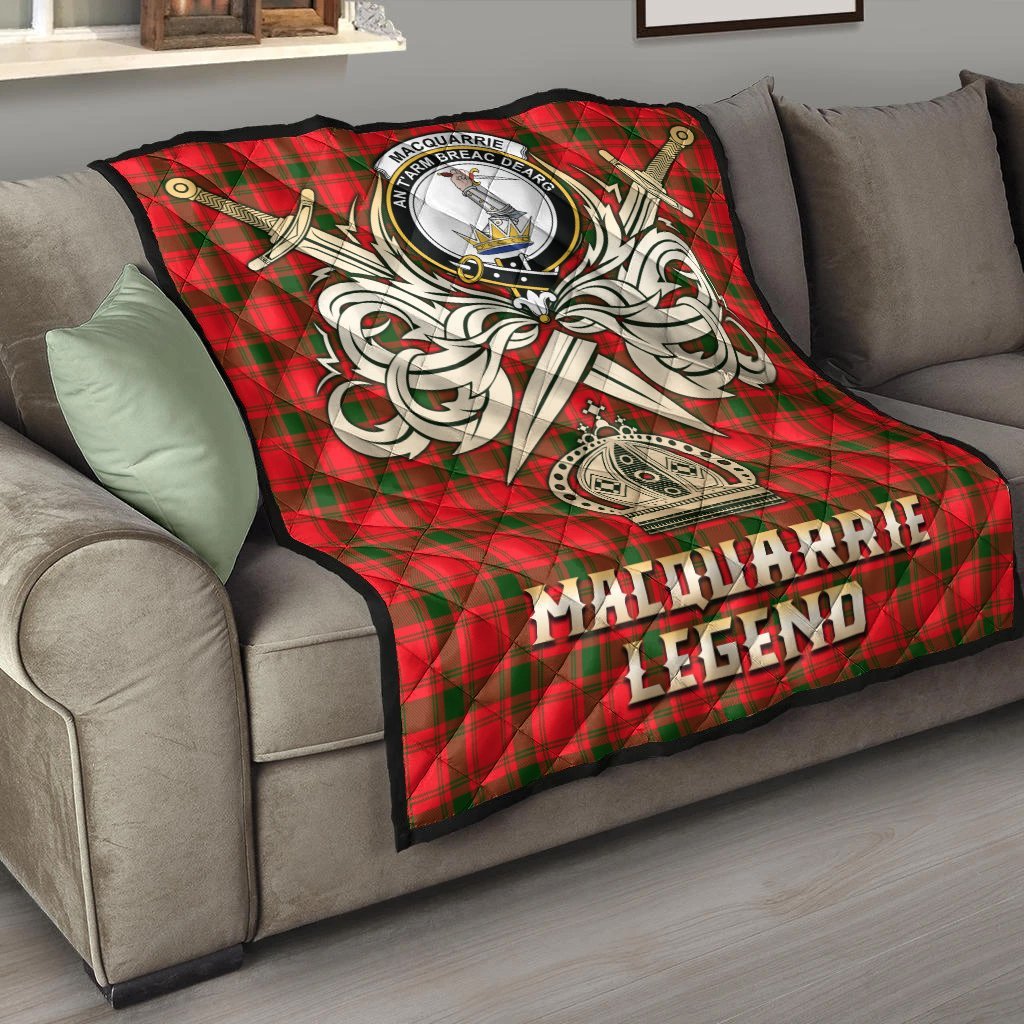MacQuarrie Modern Tartan Crest Legend Gold Royal Premium Quilt