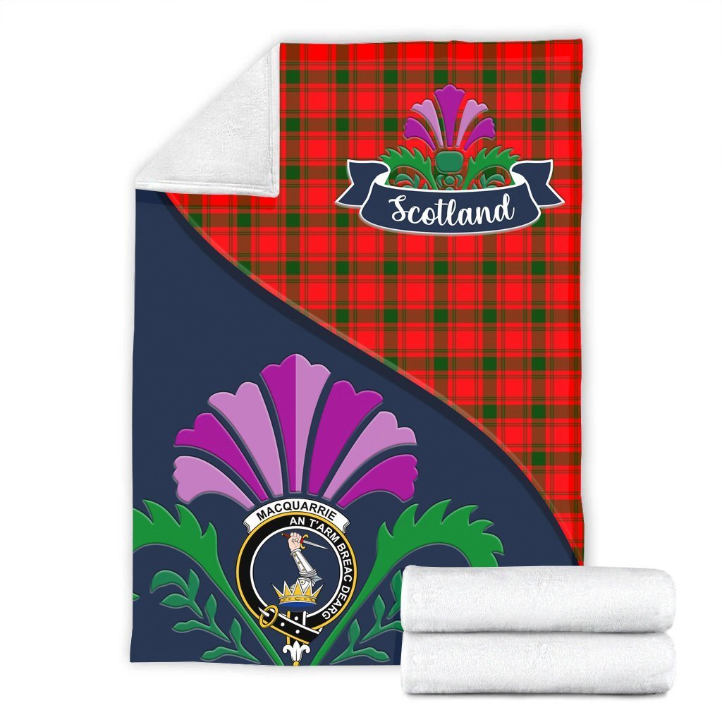 MacQuarrie Tartan Crest Premium Blanket - Thistle Style