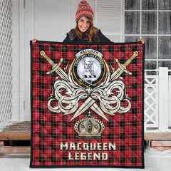 MacQueen Modern Tartan Crest Legend Gold Royal Premium Quilt