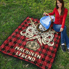 MacQueen Modern Tartan Crest Legend Gold Royal Premium Quilt