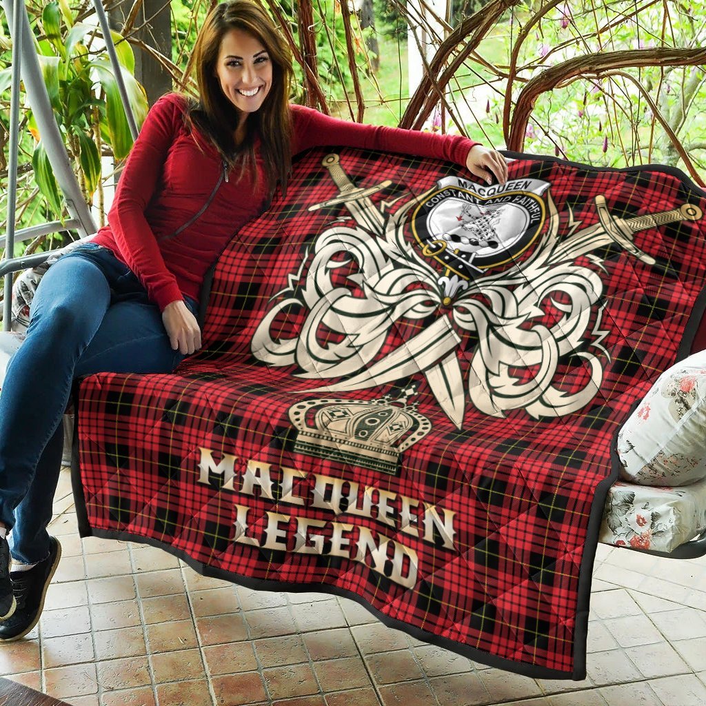 MacQueen Modern Tartan Crest Legend Gold Royal Premium Quilt
