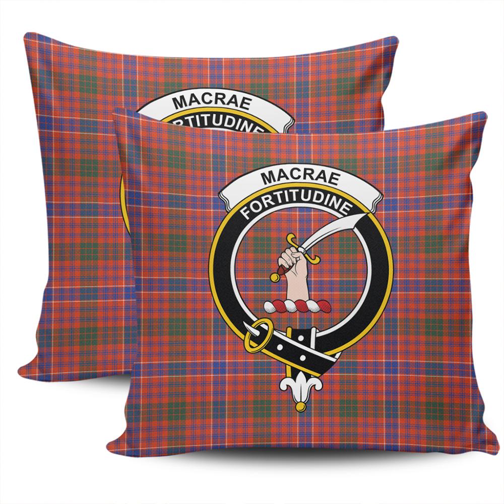 Scottish MacRae Ancient Tartan Crest Pillow Cover - Tartan Cushion Cover