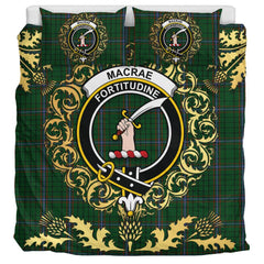 MacRae Tartan Crest Bedding Set - Golden Thistle Style