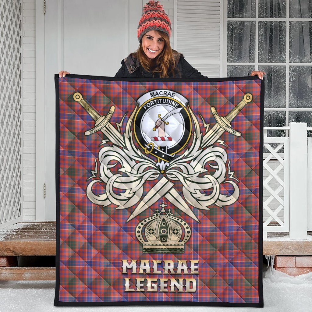 MacRae Ancient Tartan Crest Legend Gold Royal Premium Quilt