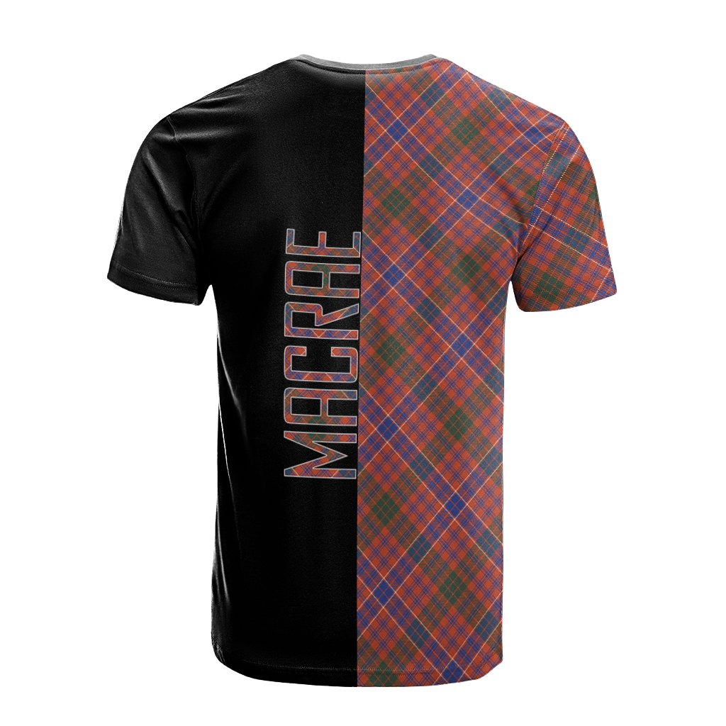 MacRae Ancient Tartan T-Shirt Half of Me - Cross Style