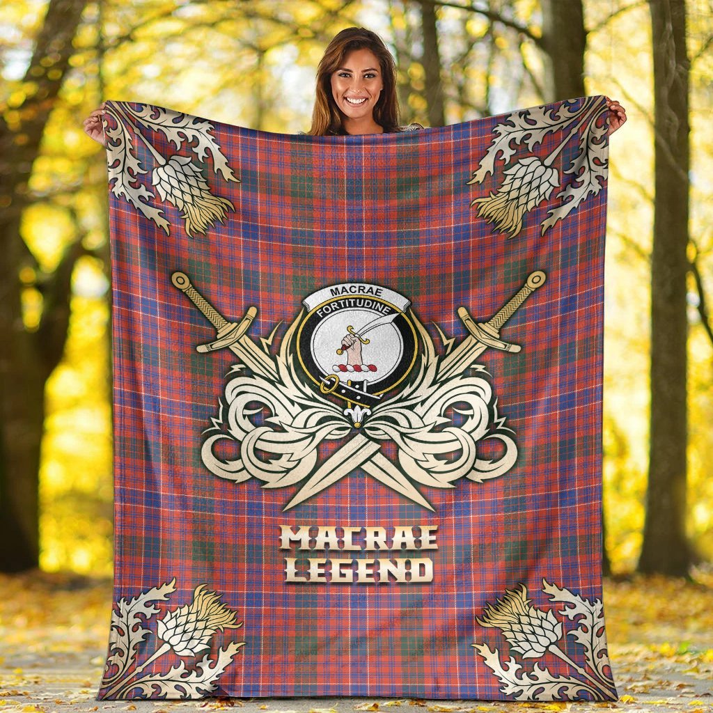 MacRae Ancient Tartan Gold Courage Symbol Blanket