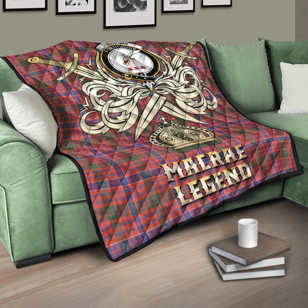 MacRae Ancient Tartan Crest Legend Gold Royal Premium Quilt