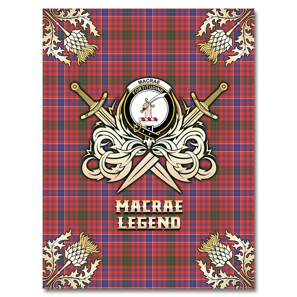 MacRae Ancient Tartan Gold Courage Symbol Blanket