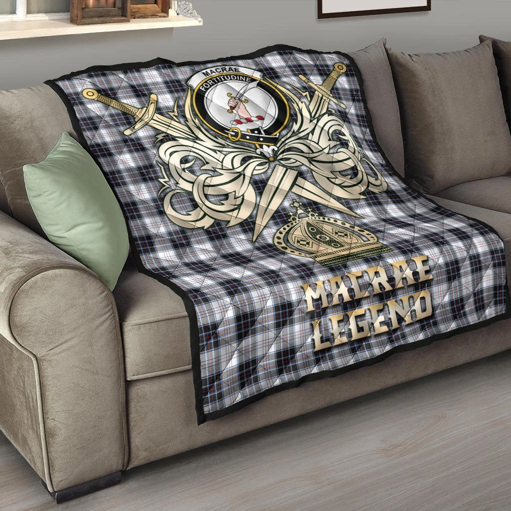 MacRae Dress Modern Tartan Crest Legend Gold Royal Premium Quilt