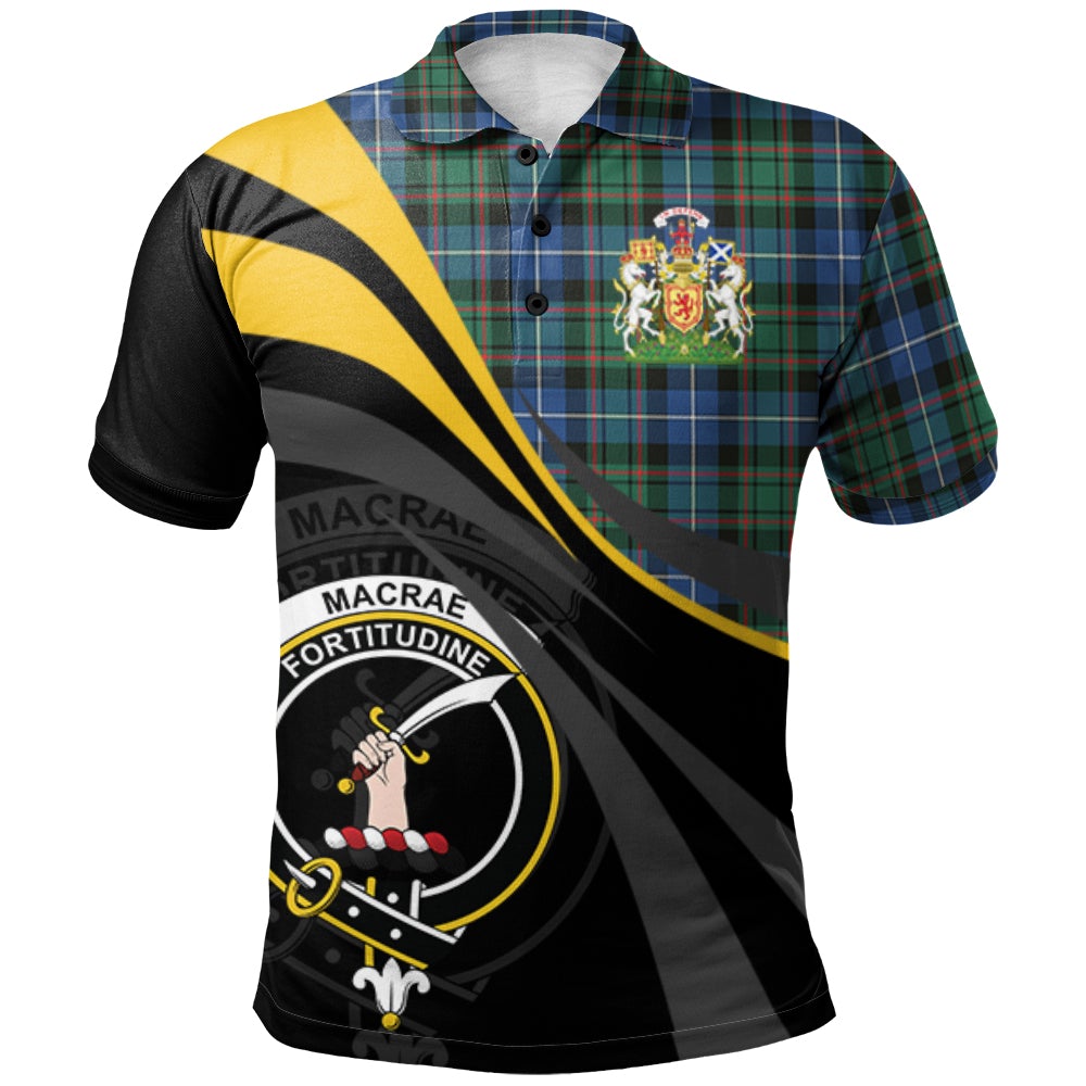 MacRae Hunting Ancient Tartan Polo Shirt - Royal Coat Of Arms Style